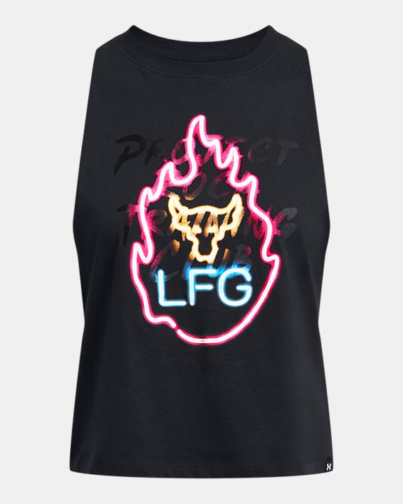 Women's Project Rock Neon Flame Tank in Black image number 2